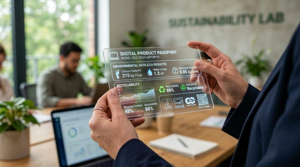 Close-up shot of hands holding a transparent digital product