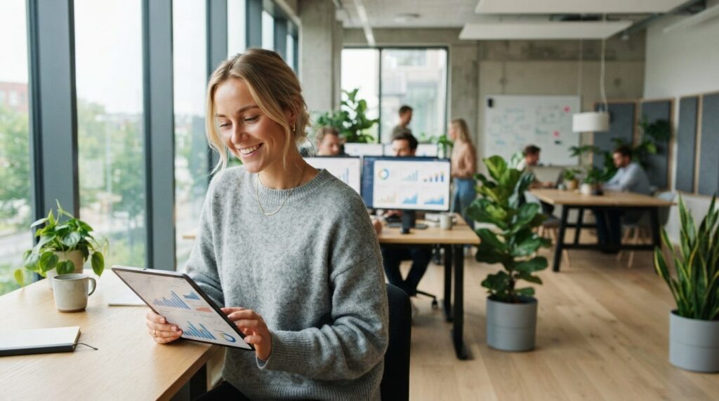 Young Danish entrepreneur in a bright, contemporary startup 